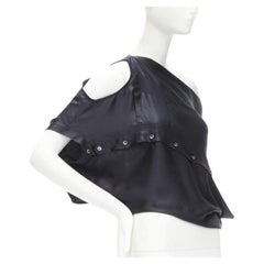 MAISON MARGIELA 2005 Vintage 100% silk black sideways off shoulder top IT42 M
