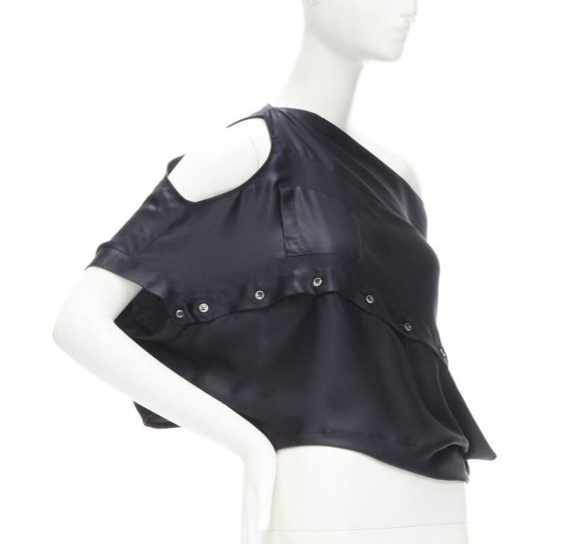 Black MAISON MARGIELA 2005 Vintage 100% silk black sideways off shoulder top IT42 M For Sale