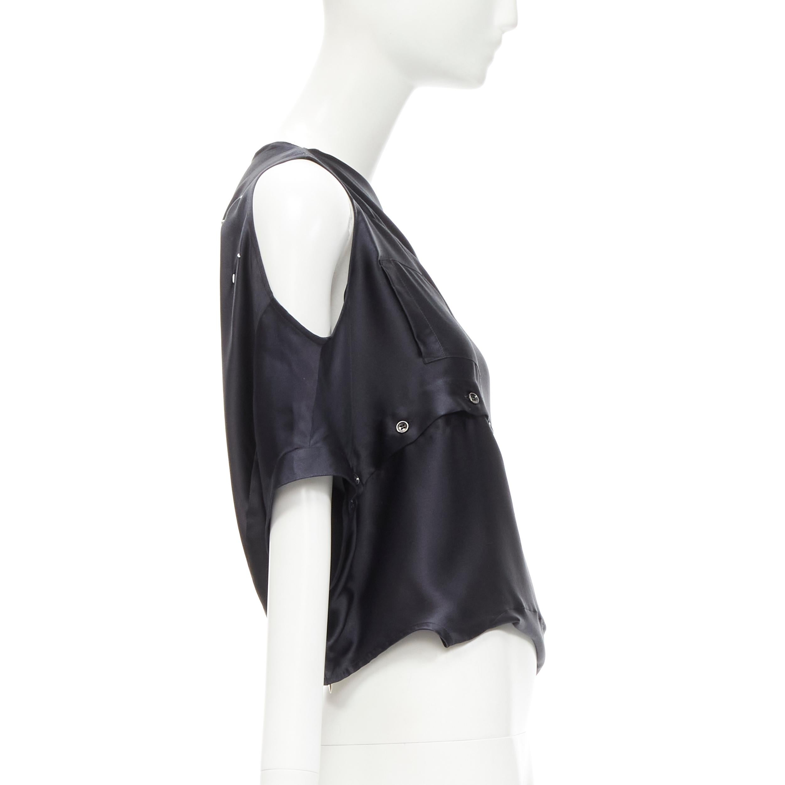 MAISON MARGIELA Haut noir vintage à épaules dénudées en soie 100 %, taille IT 42 M, 2005 Pour femmes en vente