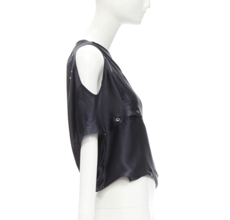 Women's MAISON MARGIELA 2005 Vintage 100% silk black sideways off shoulder top IT42 M For Sale