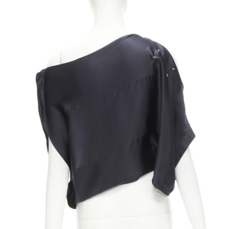 MAISON MARGIELA 2005 Vintage 100% silk black sideways off shoulder top IT42 M For Sale 1