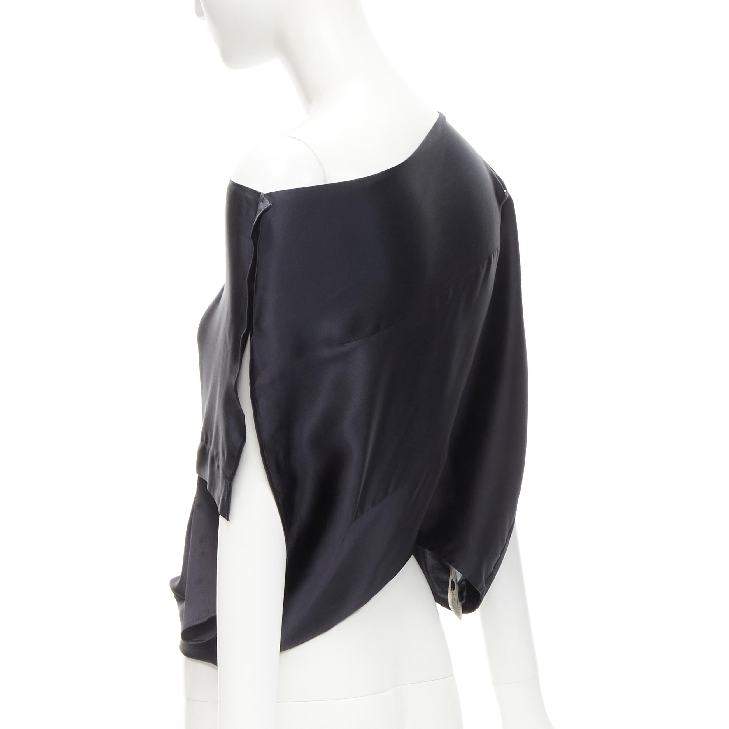 MAISON MARGIELA 2005 Vintage 100% silk black sideways off shoulder top IT42 M For Sale 2