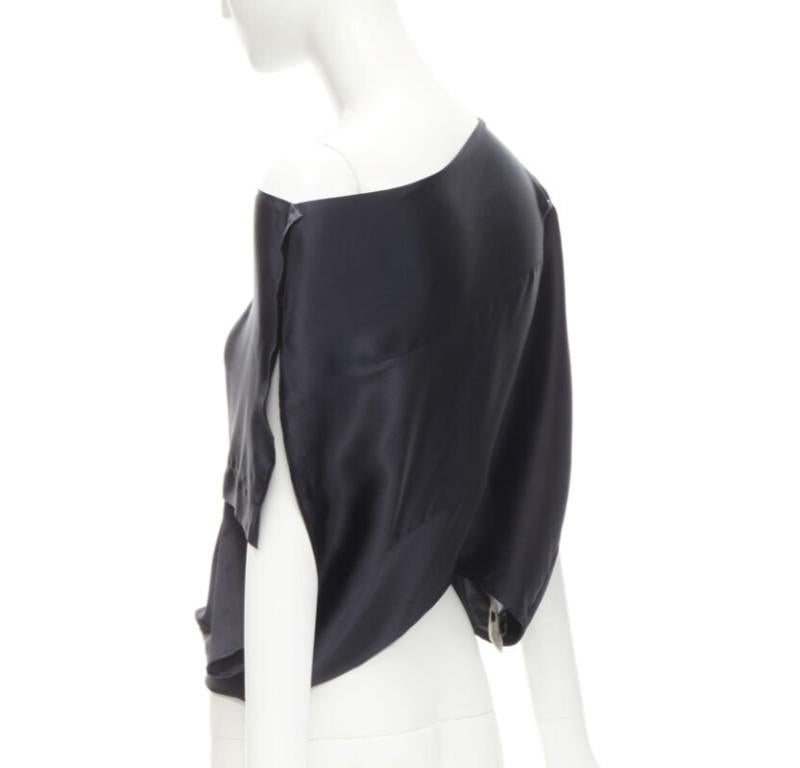 MAISON MARGIELA 2005 Vintage 100% silk black sideways off shoulder top IT42 M For Sale 2