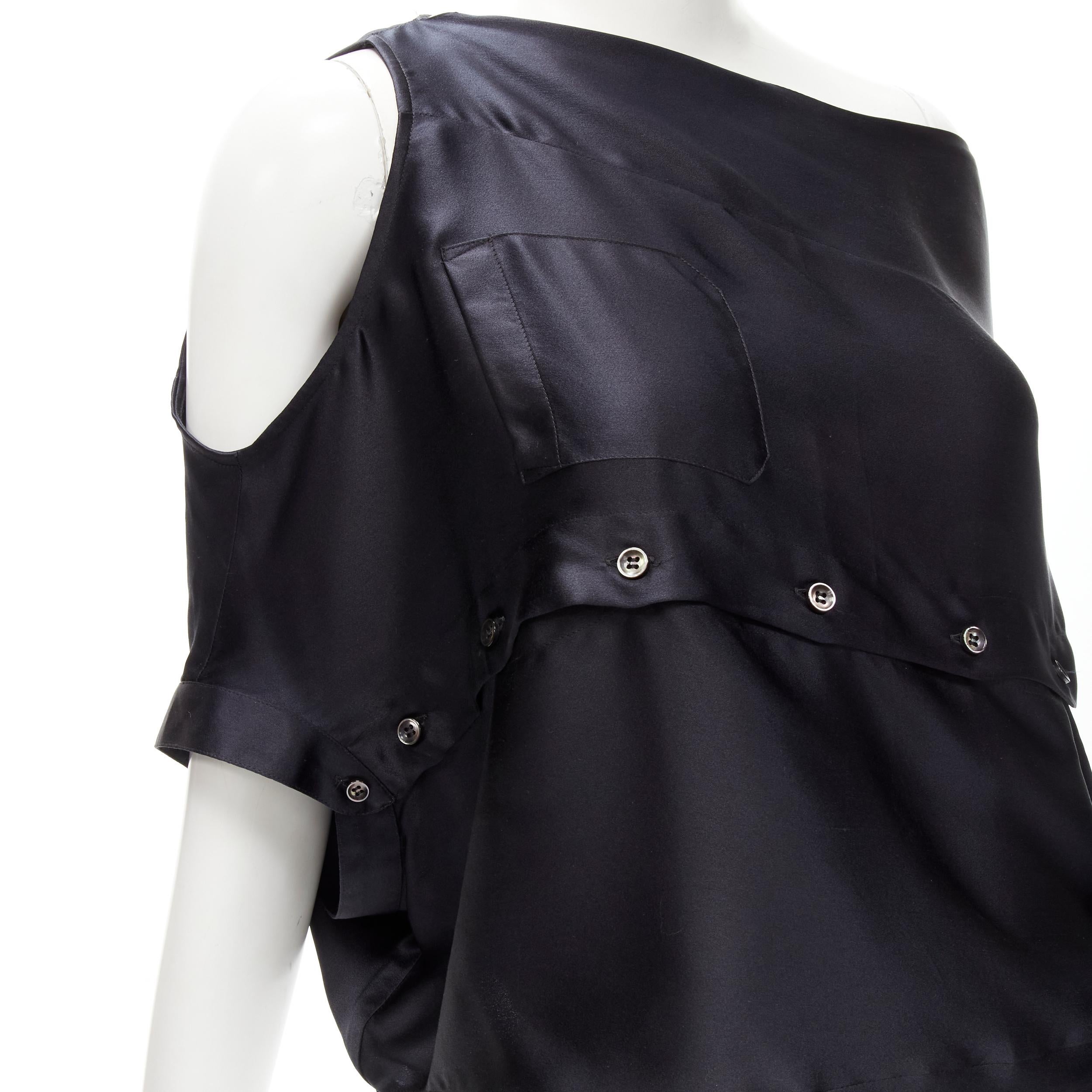 MAISON MARGIELA Haut noir vintage à épaules dénudées en soie 100 %, taille IT 42 M, 2005 en vente 3