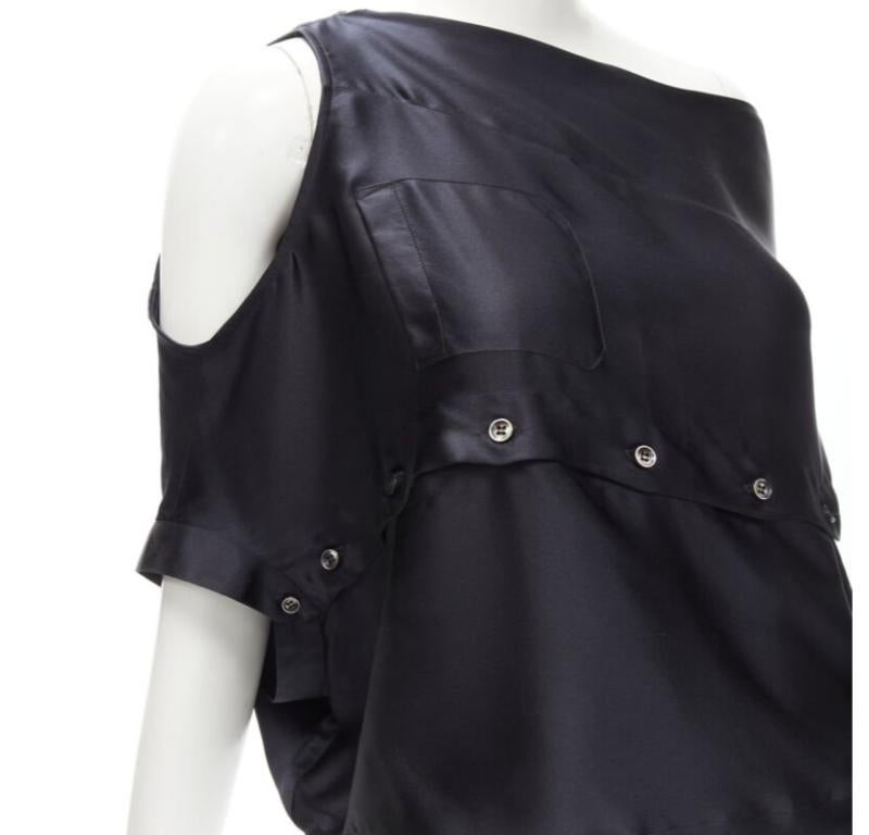 MAISON MARGIELA 2005 Vintage 100% silk black sideways off shoulder top IT42 M For Sale 3