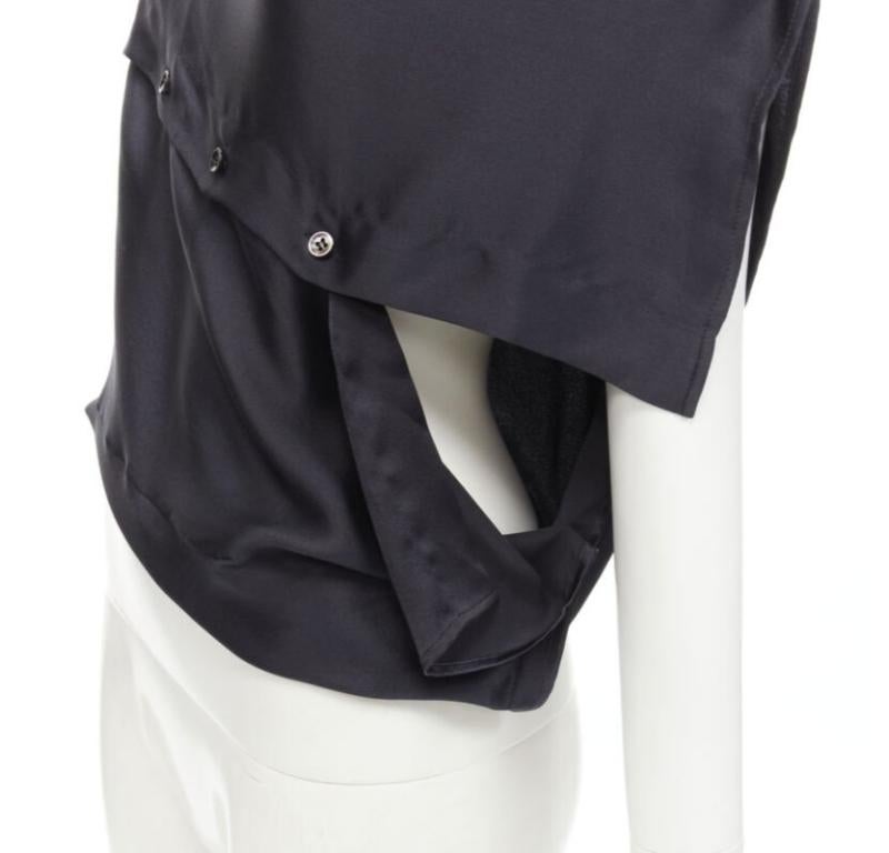 MAISON MARGIELA 2005 Vintage 100% silk black sideways off shoulder top IT42 M For Sale 4