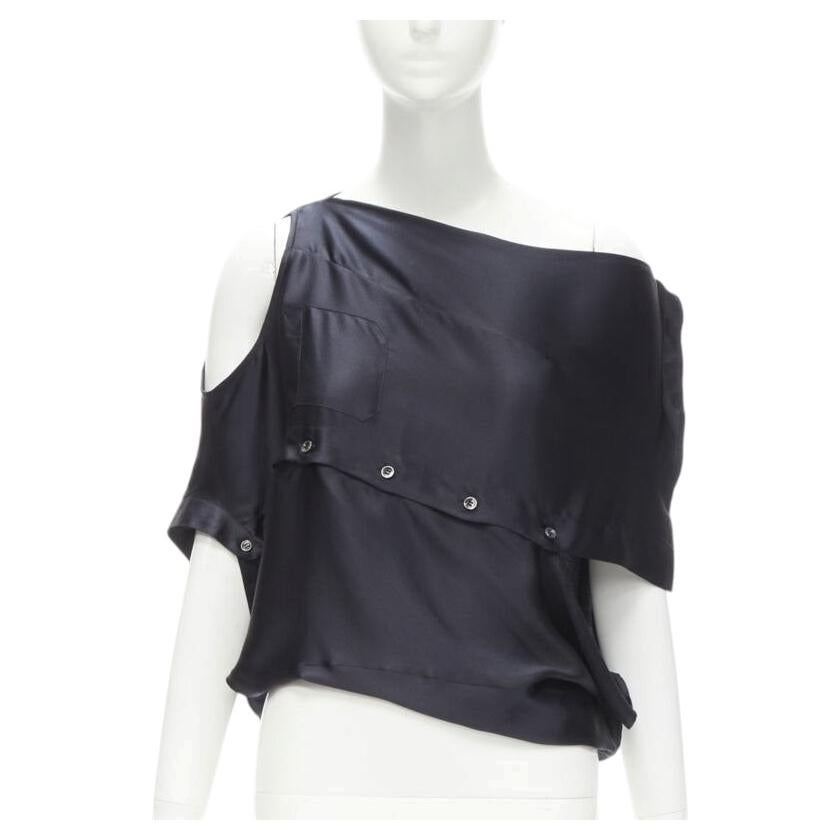 MAISON MARGIELA 2005 Vintage 100% seta nera, top spalla laterale IT42 M in vendita