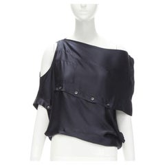 MAISON MARGIELA 2005 Vintage 100% silk black sideways off shoulder top IT42 M