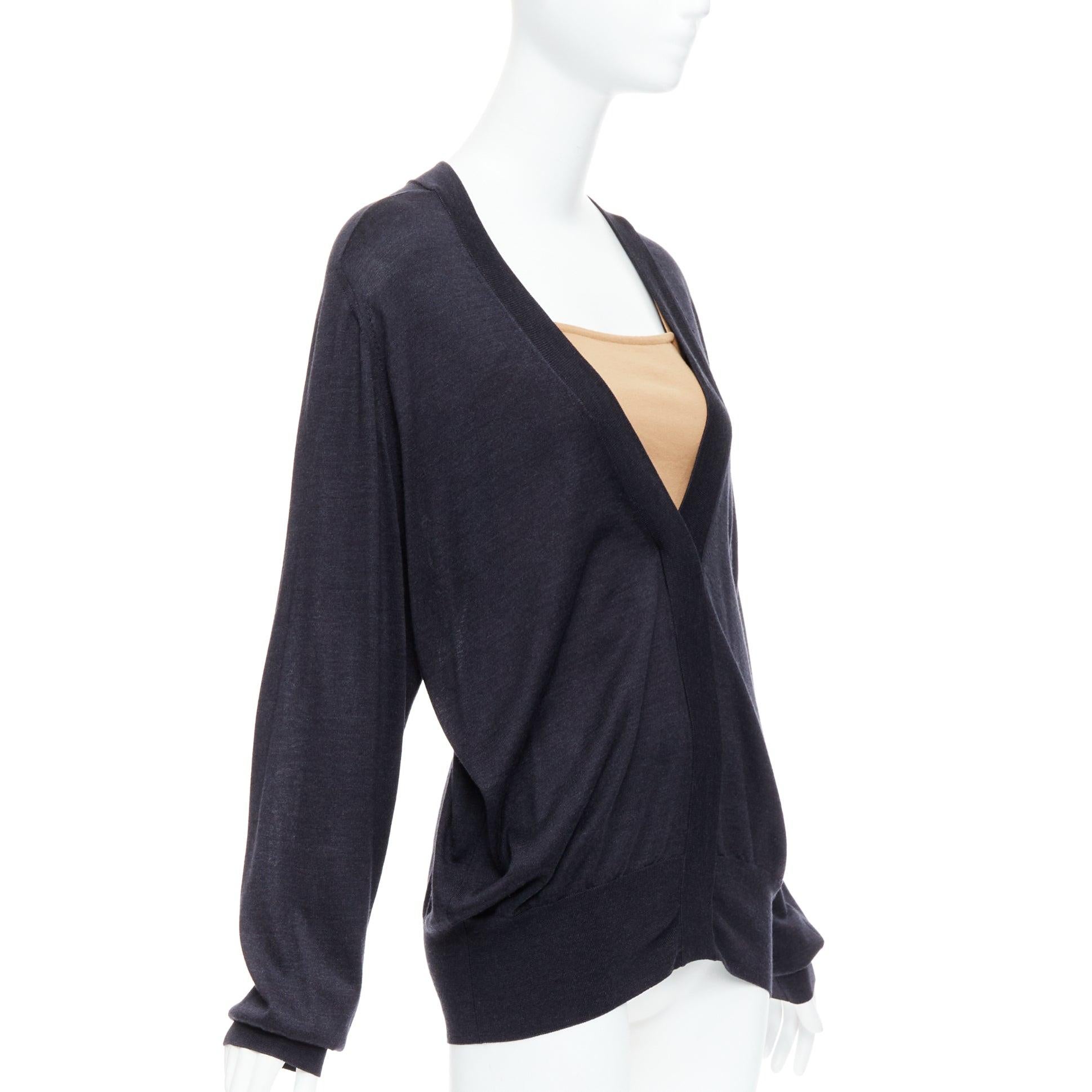 MAISON MARGIELA 2011 jersey deconstruido a capas en mezcla de seda negro nude XS Negro en venta