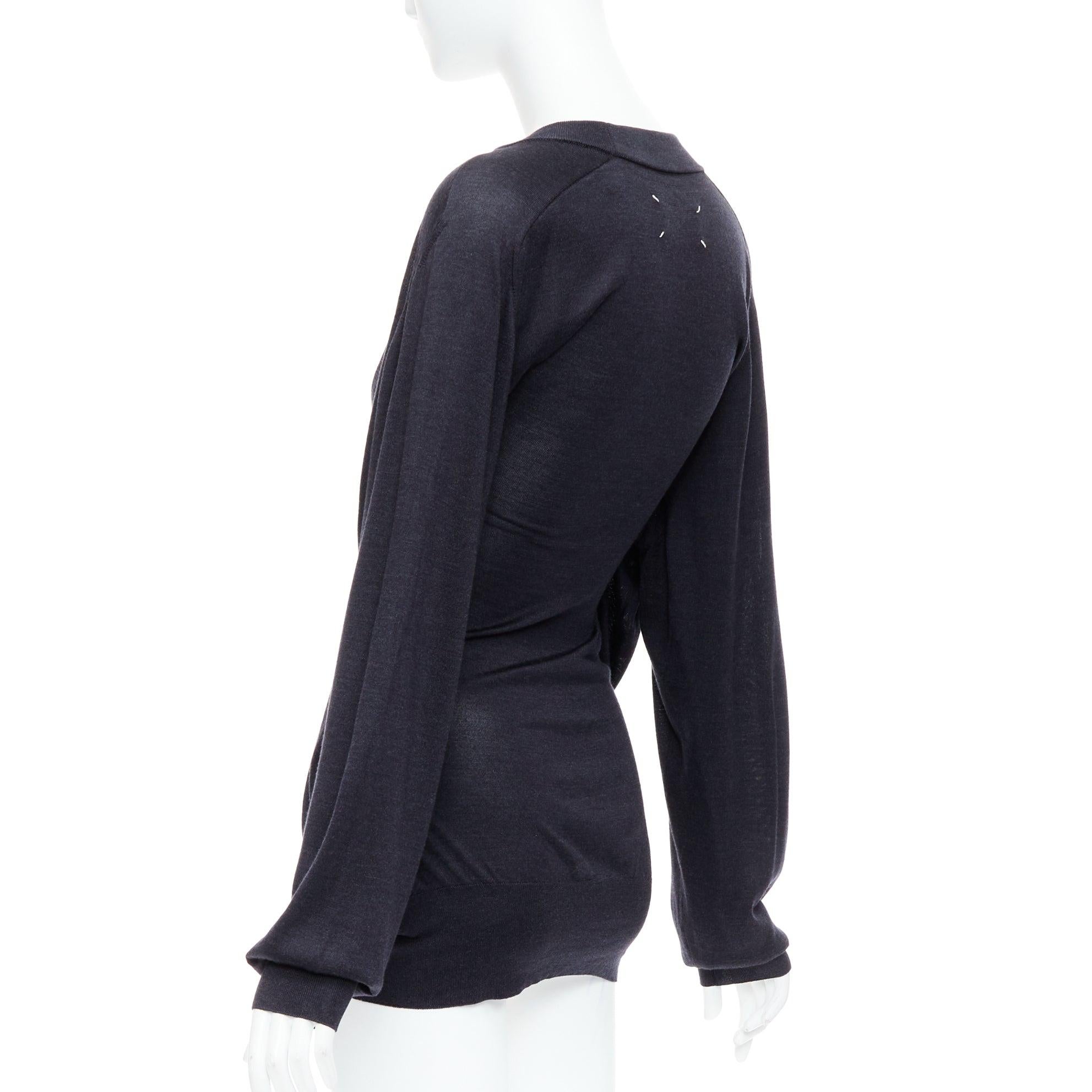 MAISON MARGIELA 2011 jersey deconstruido a capas en mezcla de seda negro nude XS en venta 1