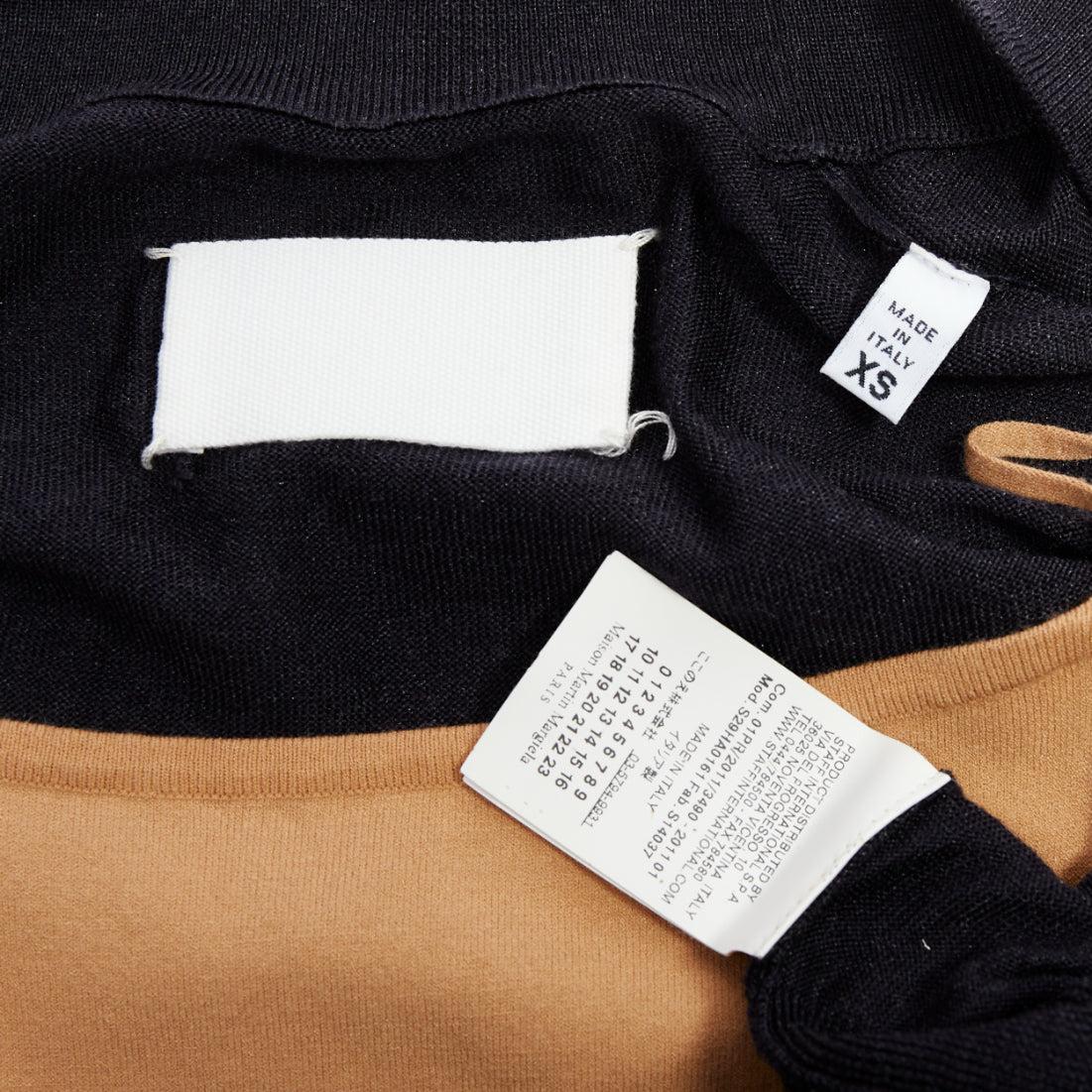 MAISON MARGIELA 2011 jersey deconstruido a capas en mezcla de seda negro nude XS en venta 4