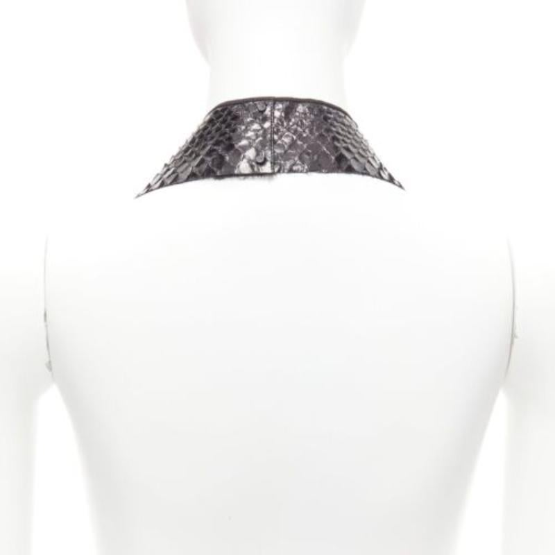Women's MAISON MARGIELA 2011 black scaled leather bib collar One Size