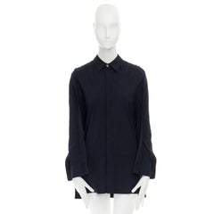 MAISON MARGIELA 2011 navy blue fused cotton stiffen back long sleeve shirt IT38