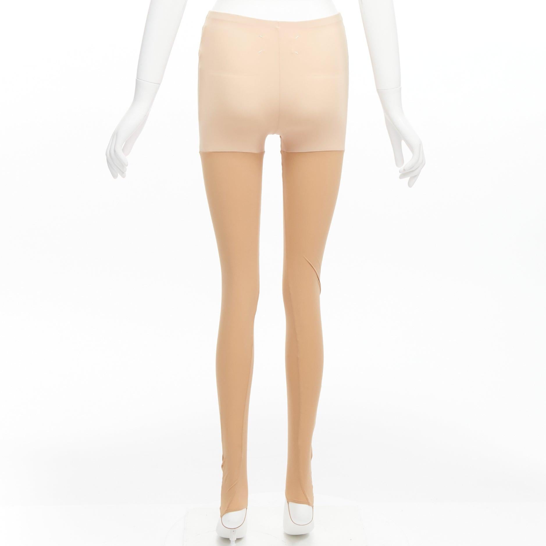 MAISON MARGIELA 2011 nude bicolor panels skinny tight stir up leggings FR38 M In Good Condition For Sale In Hong Kong, NT