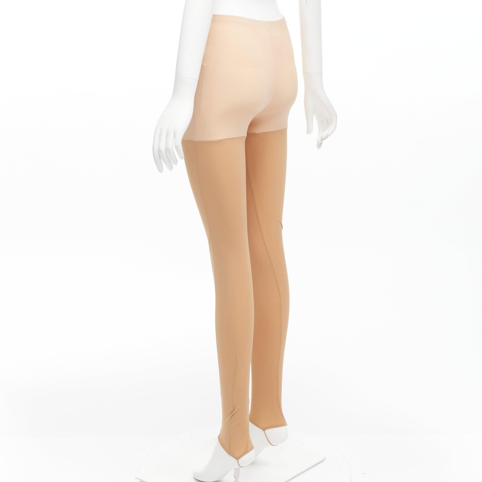 Women's MAISON MARGIELA 2011 nude bicolor panels skinny tight stir up leggings FR38 M For Sale