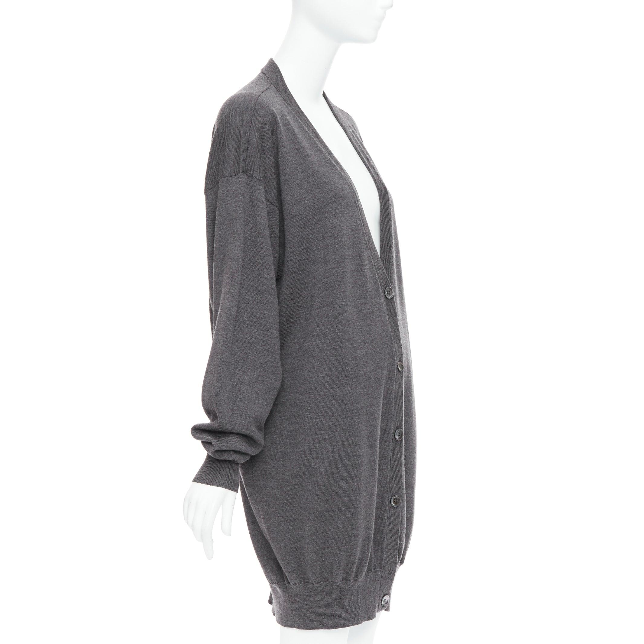 MAISON MARGIELA 2012 cárdigan largo oversize gris 100% lana M Gris en venta
