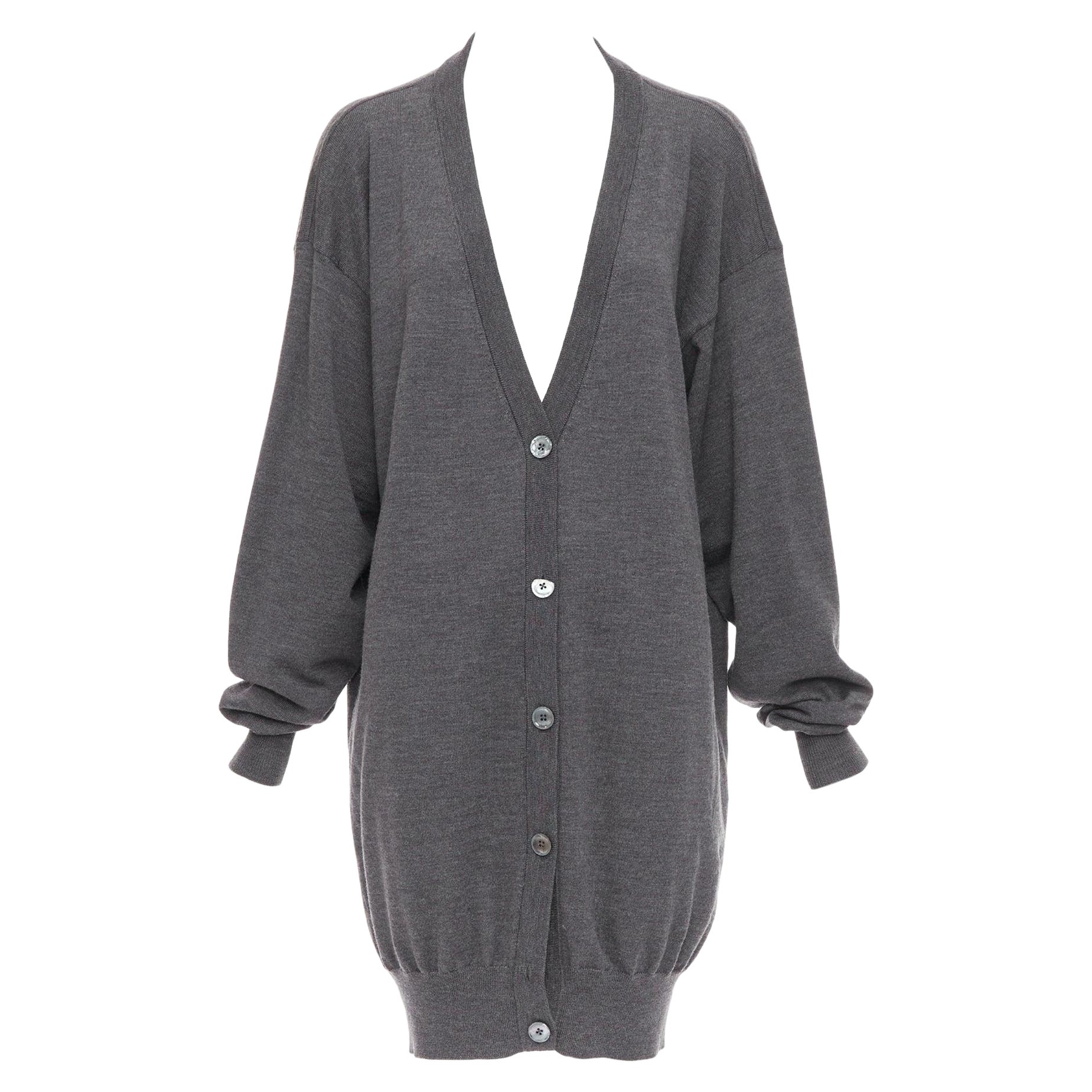 MAISON MARGIELA 2012 cardigan long surdimensionné gris 100% laine M
