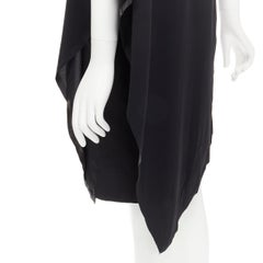 MAISON MARGIELA 2013 black polyester V-neck asymmetric bonded cape dress IT40 S