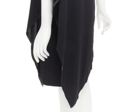 MAISON MARGIELA 2013 black polyester V-neck asymmetric bonded cape dress IT40 S