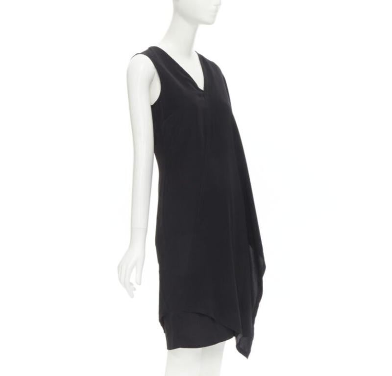 MAISON MARGIELA 2013 vestido capa asimétrica de poliéster negro con cuello en V IT40 S Negro en venta