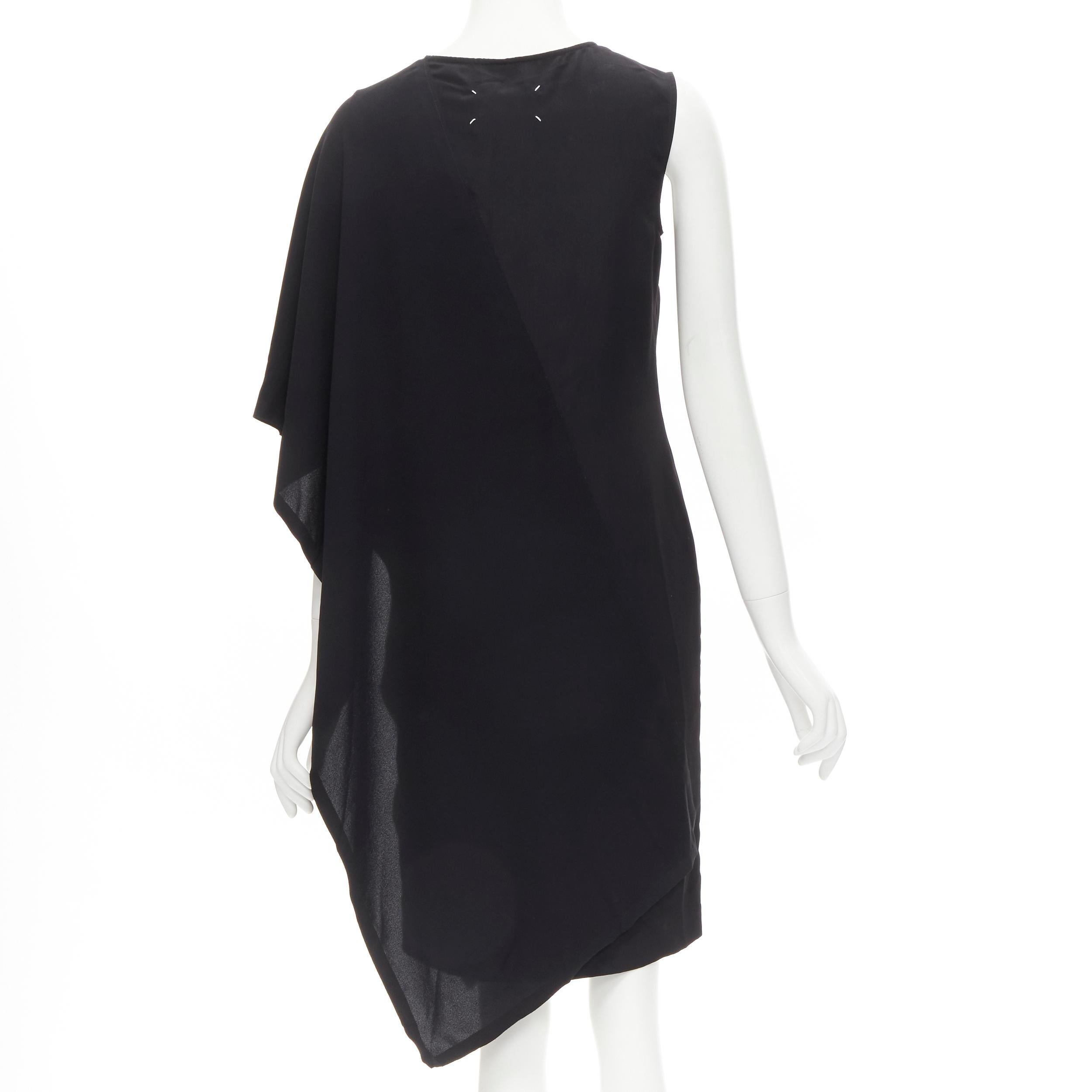 Women's MAISON MARGIELA 2013 black polyester V-neck asymmetric bonded cape dress IT40 S For Sale