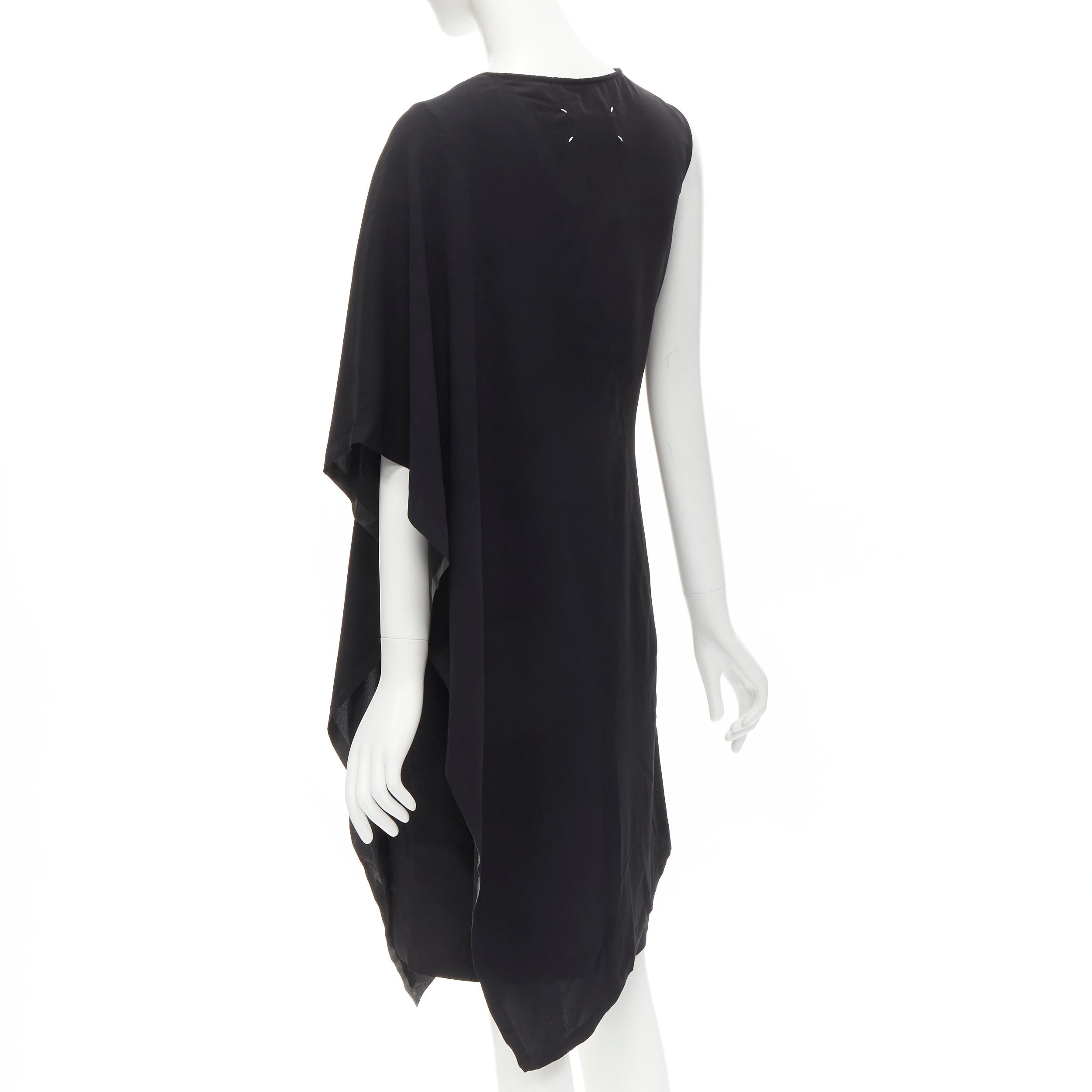 MAISON MARGIELA 2013 black polyester V-neck asymmetric bonded cape dress IT40 S For Sale 1