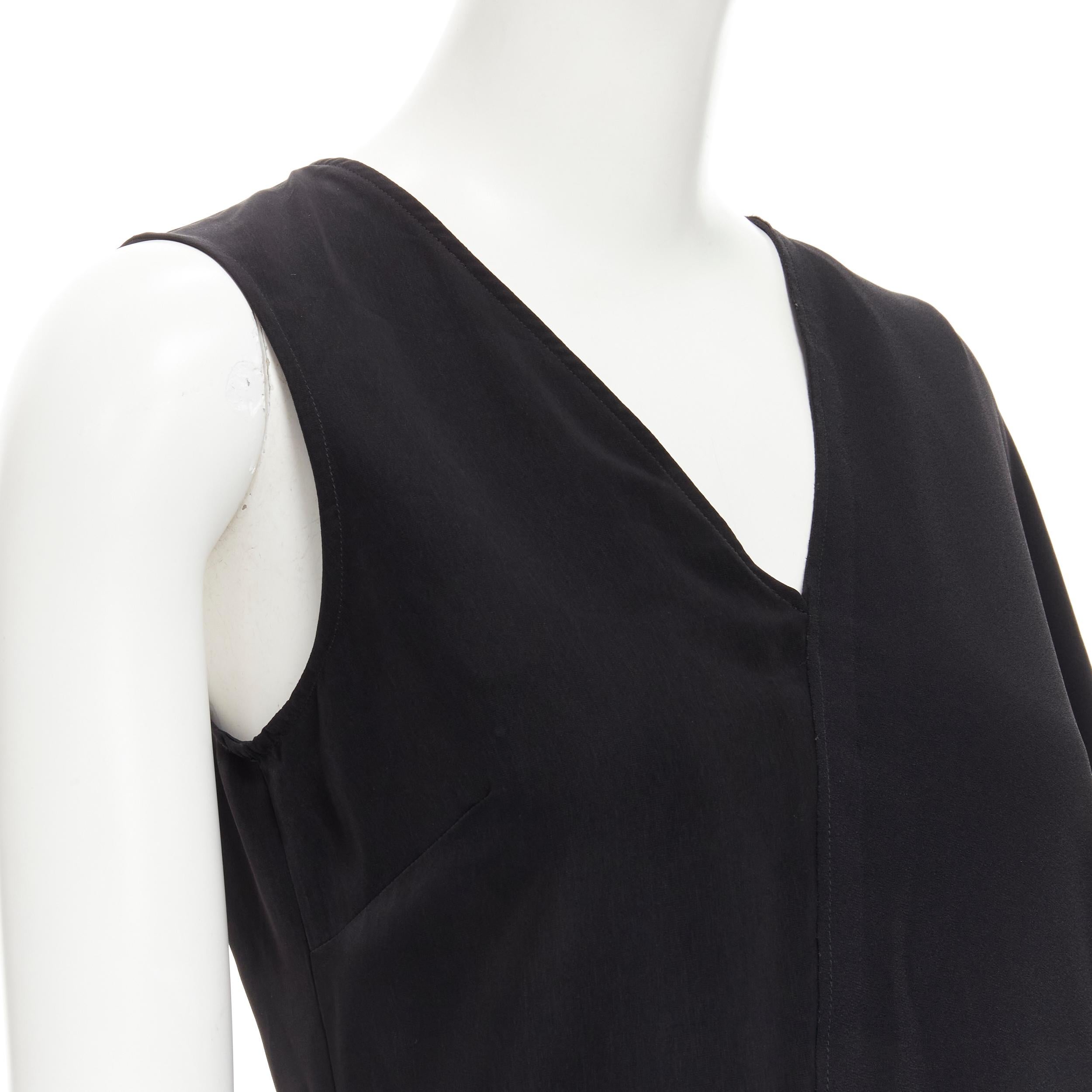 MAISON MARGIELA 2013 black polyester V-neck asymmetric bonded cape dress IT40 S For Sale 2