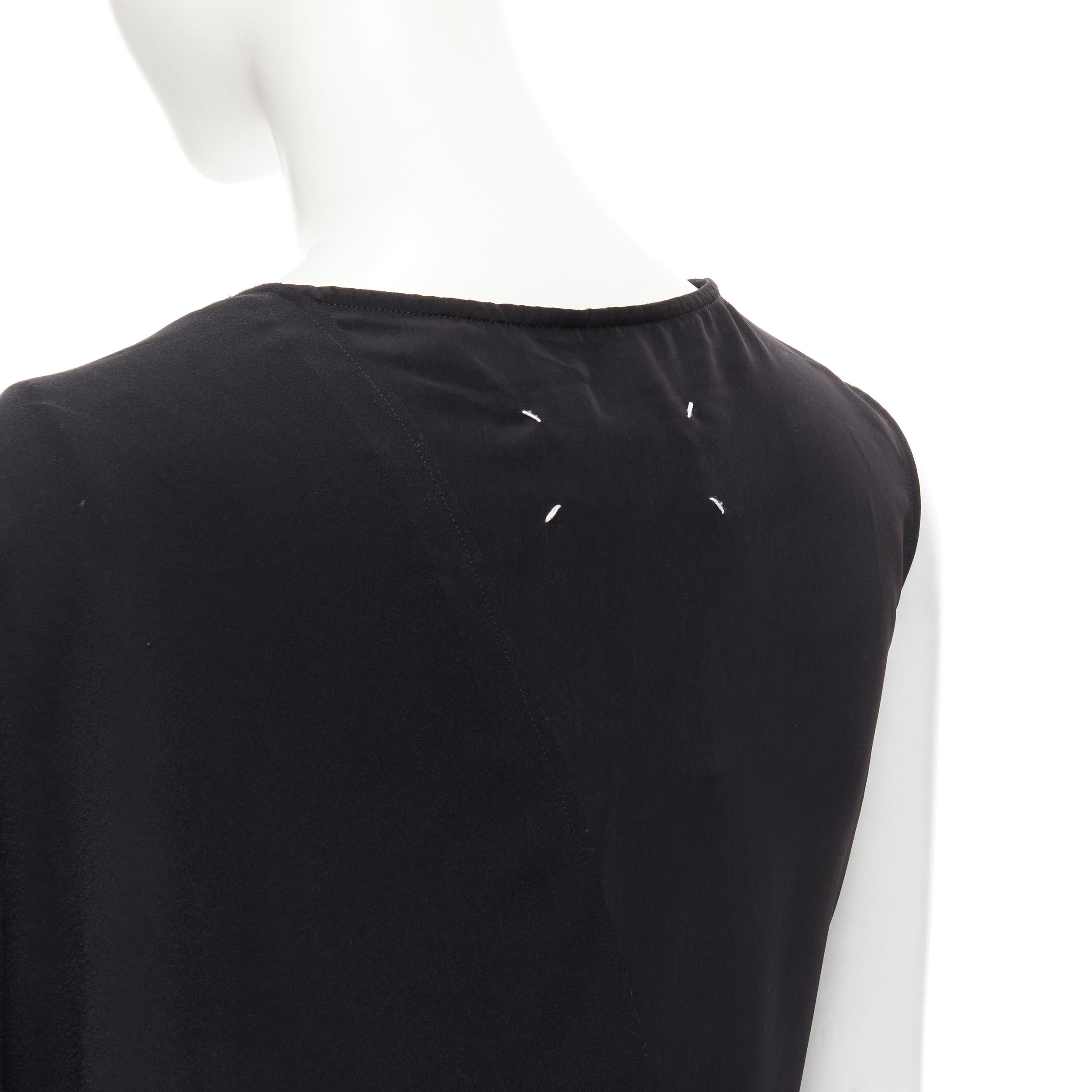 MAISON MARGIELA 2013 black polyester V-neck asymmetric bonded cape dress IT40 S For Sale 3
