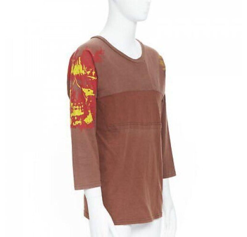 MAISON MARGIELA 2013 brown cotton deconstructed patchwork bank t-shirt top In Good Condition For Sale In Hong Kong, NT
