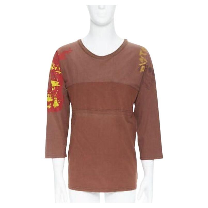 MAISON MARGIELA - T-shirt en coton marron à patchwork déconstruit, 2013 en vente