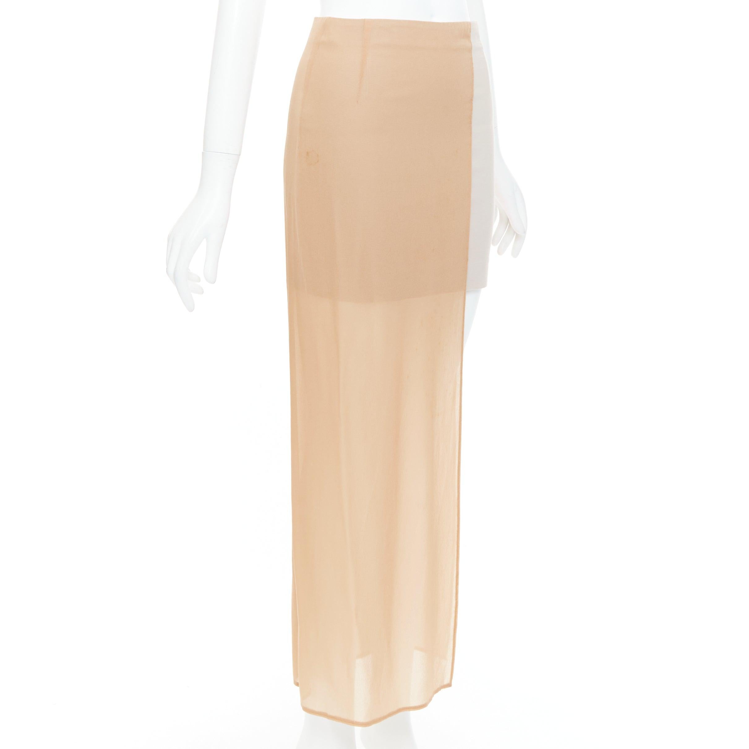 Beige MAISON MARGIELA 2013 nude cream sheer layered asymmetric skirt IT38 XS For Sale