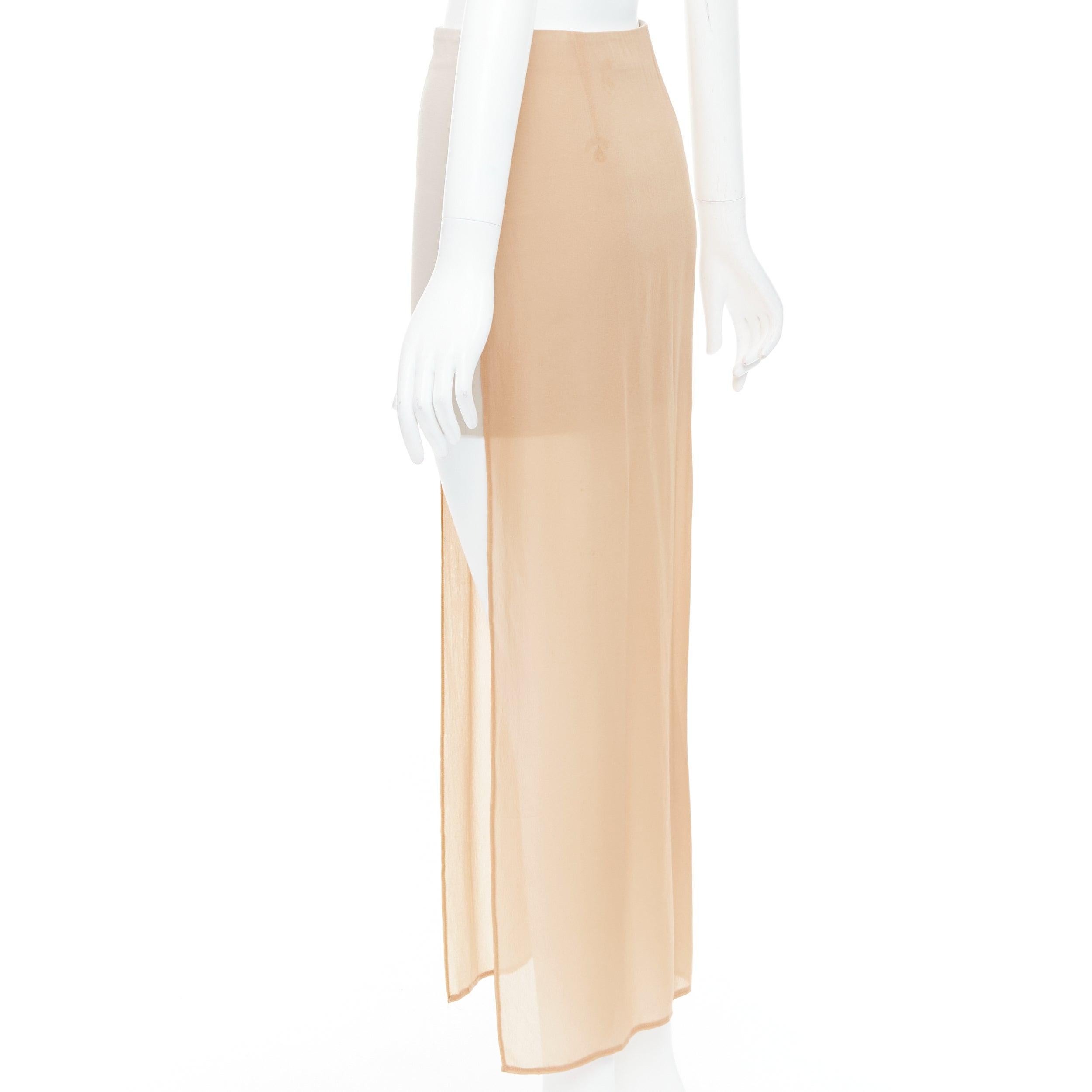 MAISON MARGIELA 2013 nude cream sheer layered asymmetric skirt IT38 XS For Sale 1