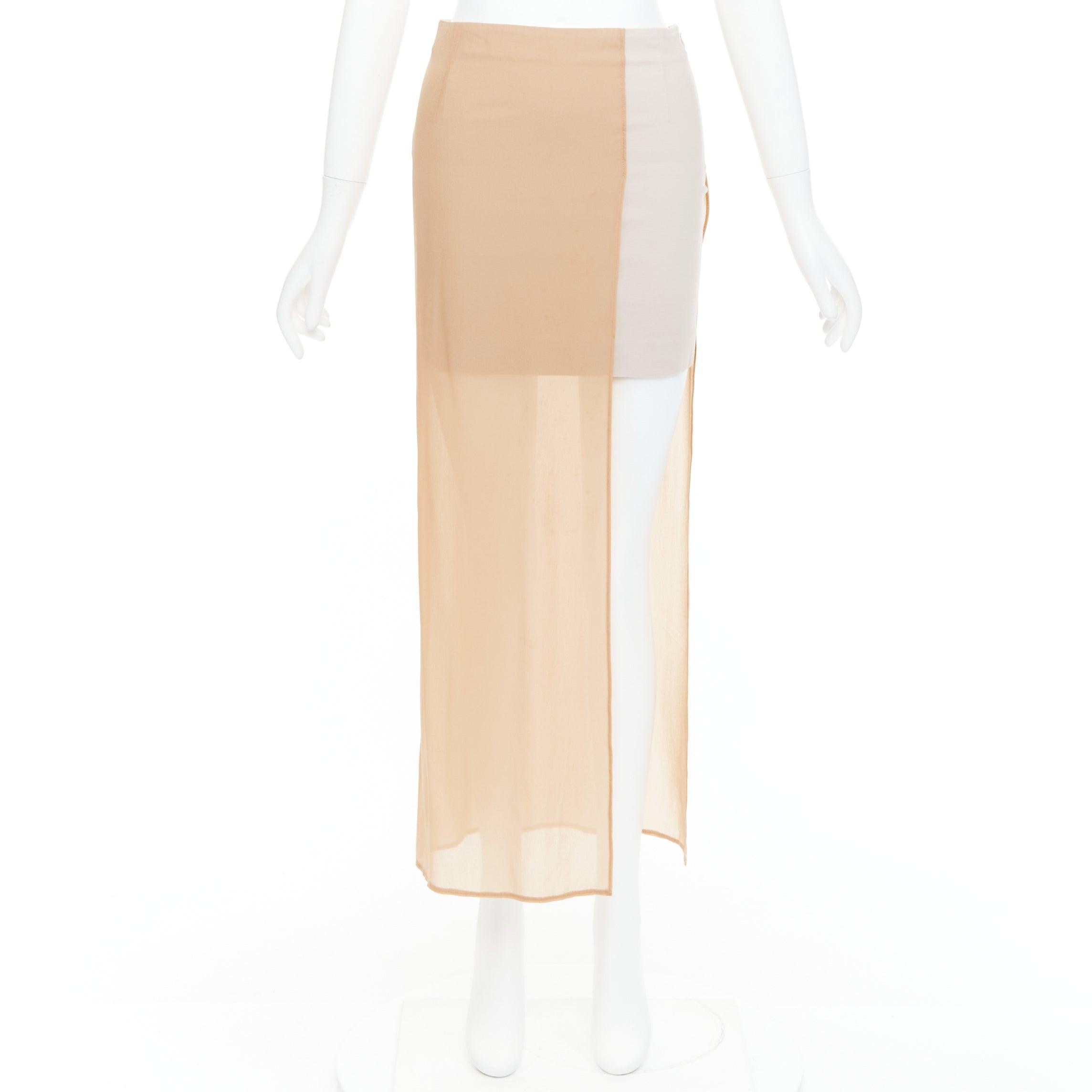 MAISON MARGIELA 2013 nude cream sheer layered asymmetric skirt IT38 XS For Sale 4
