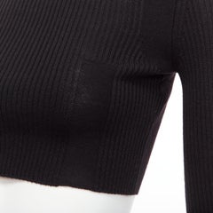 MAISON MARGIELA 2015 100% laine noir crew ribbed sock knit crop top XS