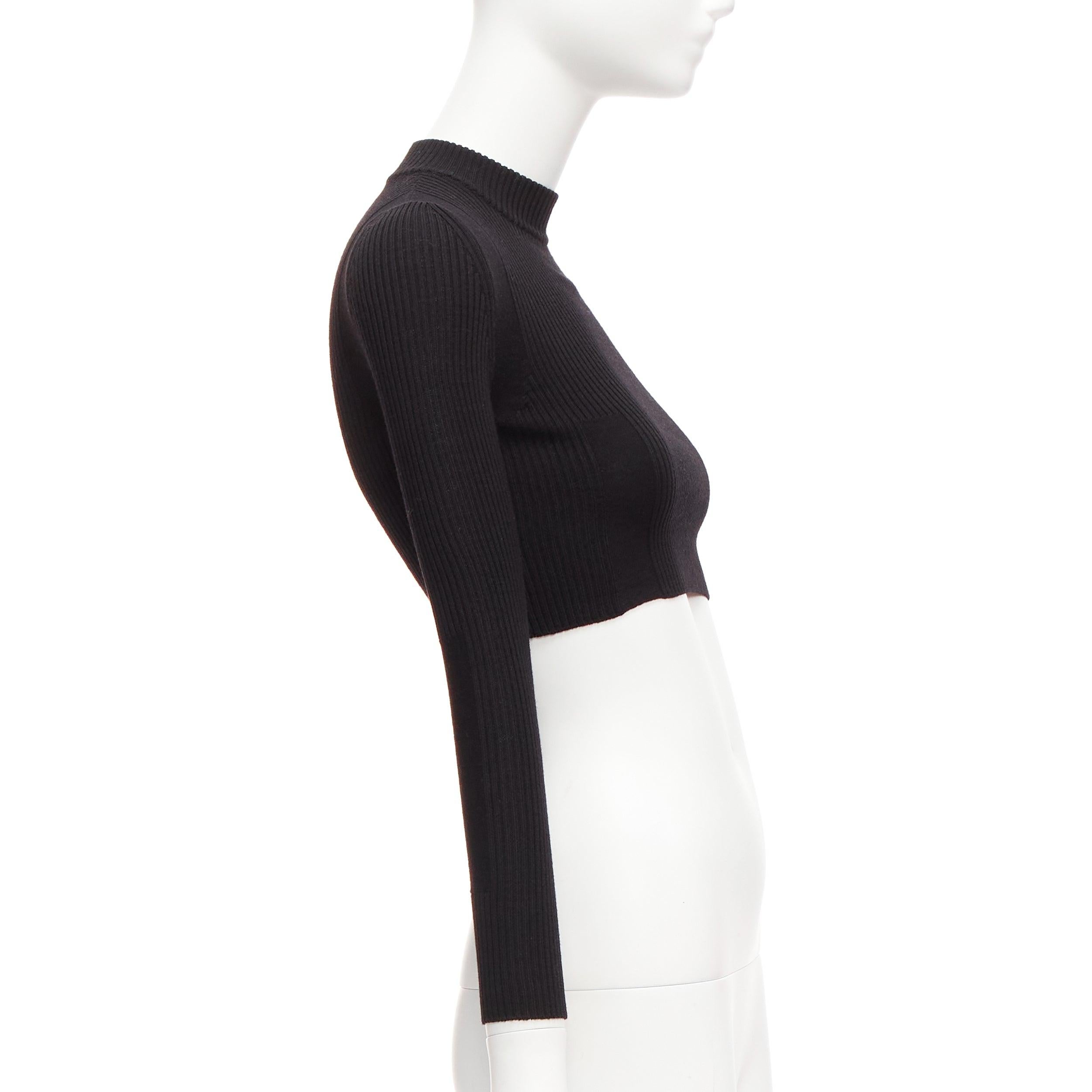 MAISON MARGIELA 2015 100% wool black crew ribbed sock knit crop top XS In Excellent Condition For Sale In Hong Kong, NT