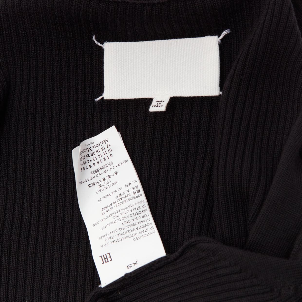 MAISON MARGIELA 2015 100% wool black crew ribbed sock knit crop top XS For Sale 3