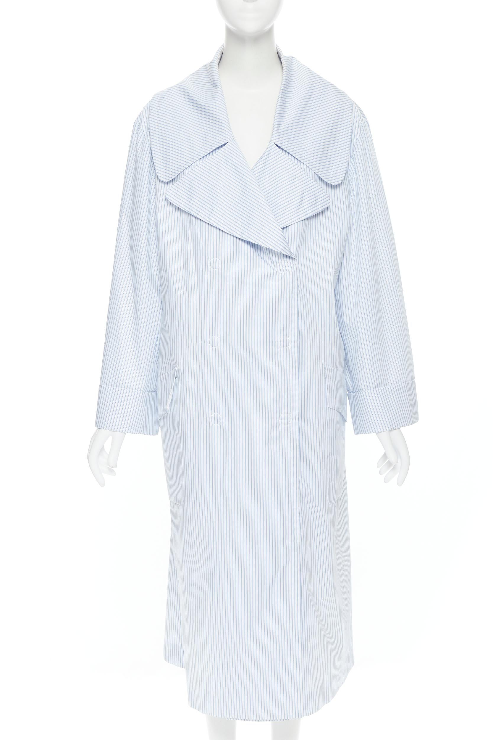 Gray MAISON MARGIELA 2017 blue white pinstripe oversized double breasted coat IT40 S