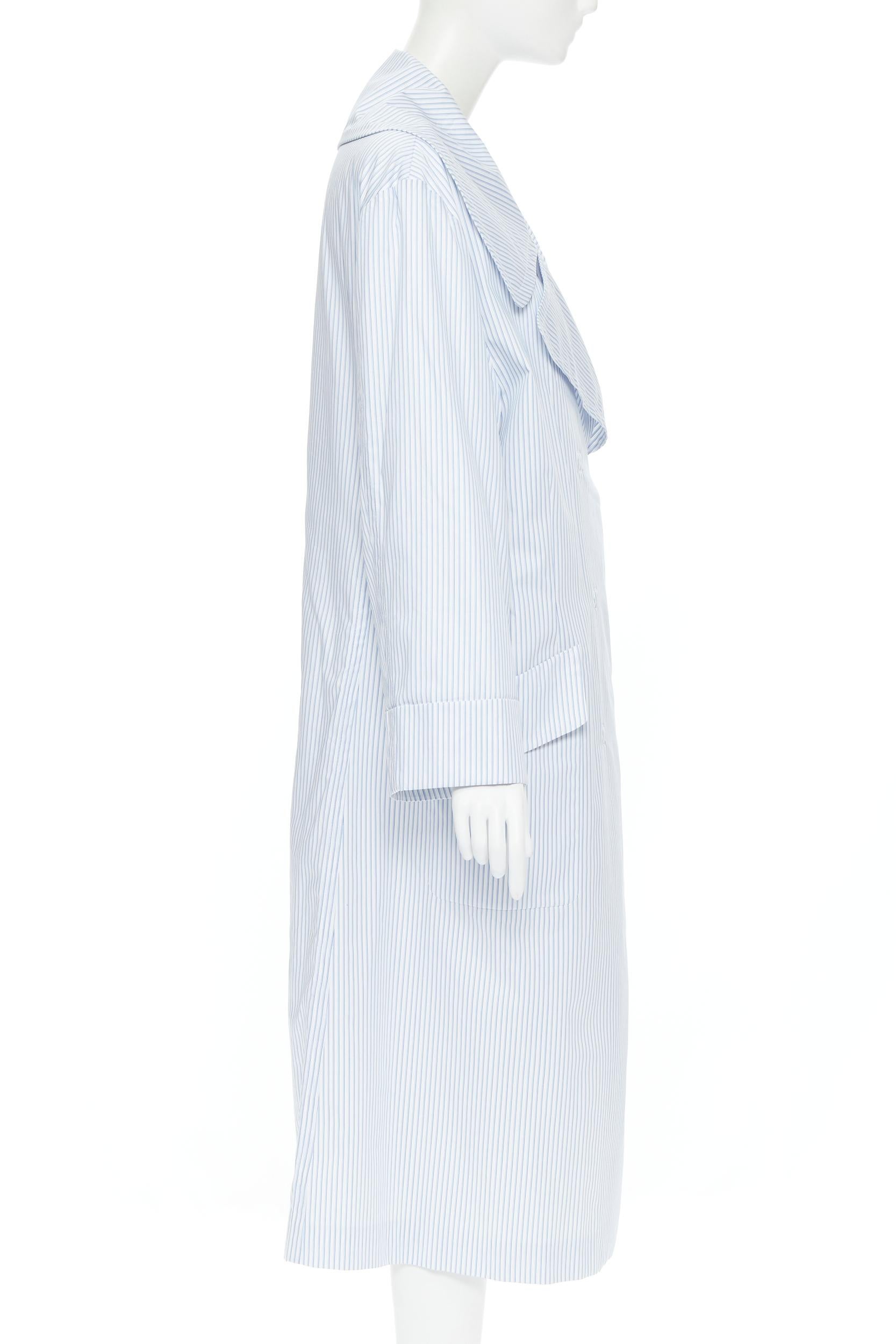 Women's MAISON MARGIELA 2017 blue white pinstripe oversized double breasted coat IT40 S