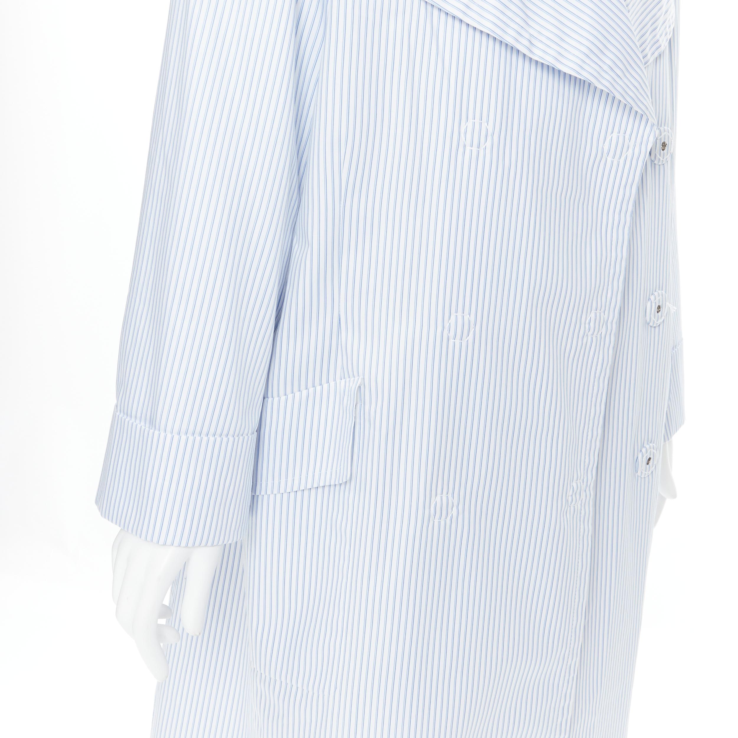 MAISON MARGIELA 2017 blue white pinstripe oversized double breasted coat IT40 S 3