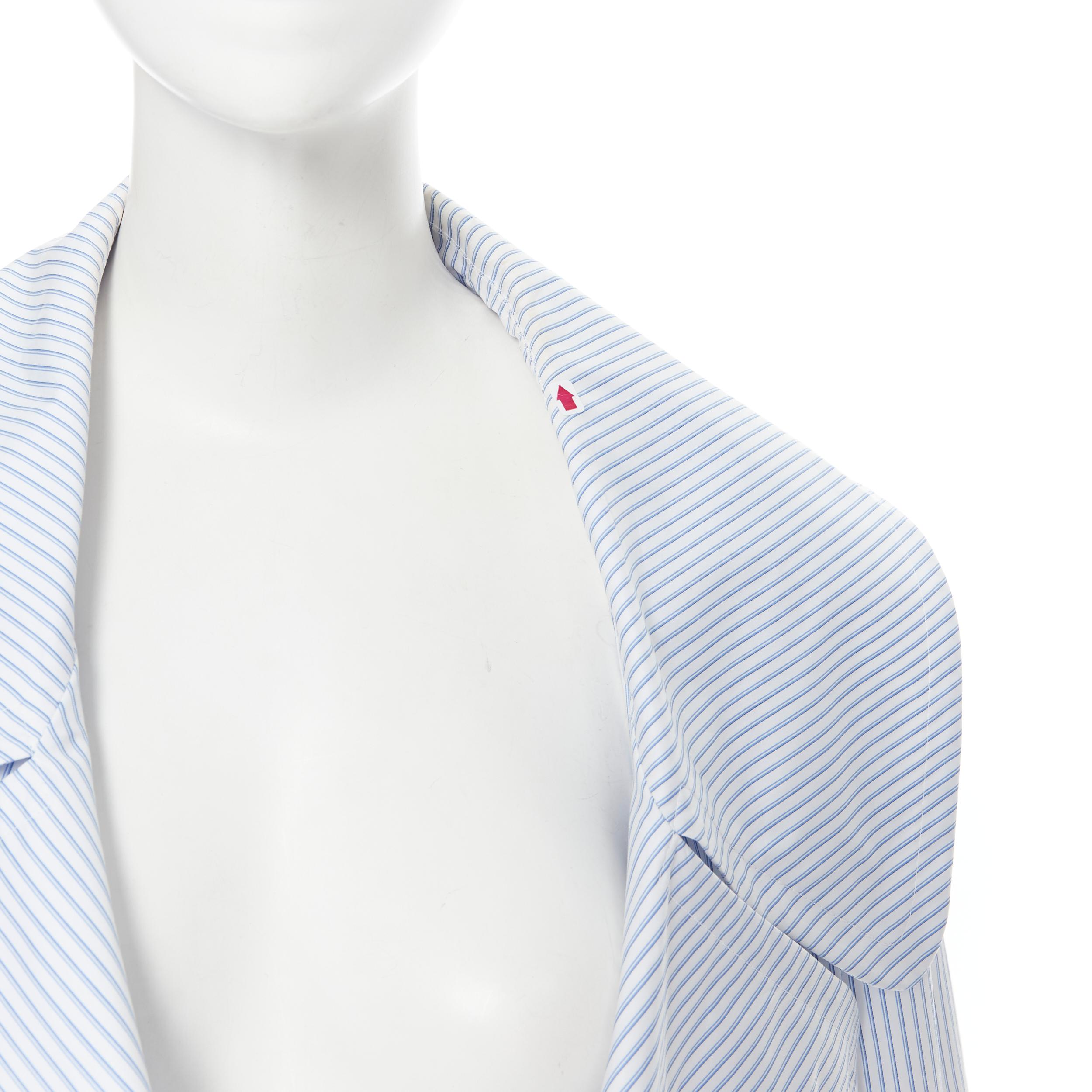 MAISON MARGIELA 2017 blue white pinstripe oversized double breasted coat IT40 S 4