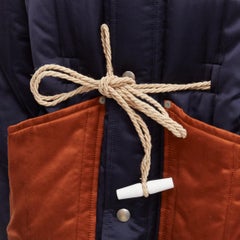 MAISON MARGIELA 2018 navy satin contrast patch pockets padded coat IT48 M