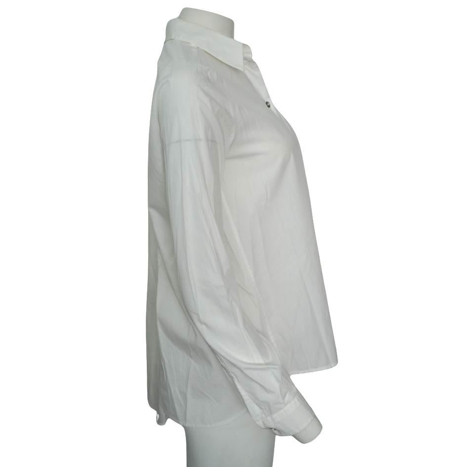 Gray Maison Margiela Asymmetrical Pleated White Long Sleeve Button Up For Sale
