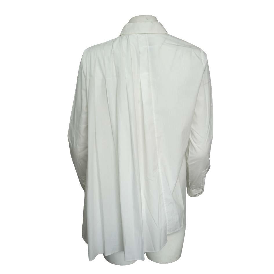 Maison Margiela Asymmetrical Pleated White Long Sleeve Button Up In Excellent Condition For Sale In Beverly Hills, CA