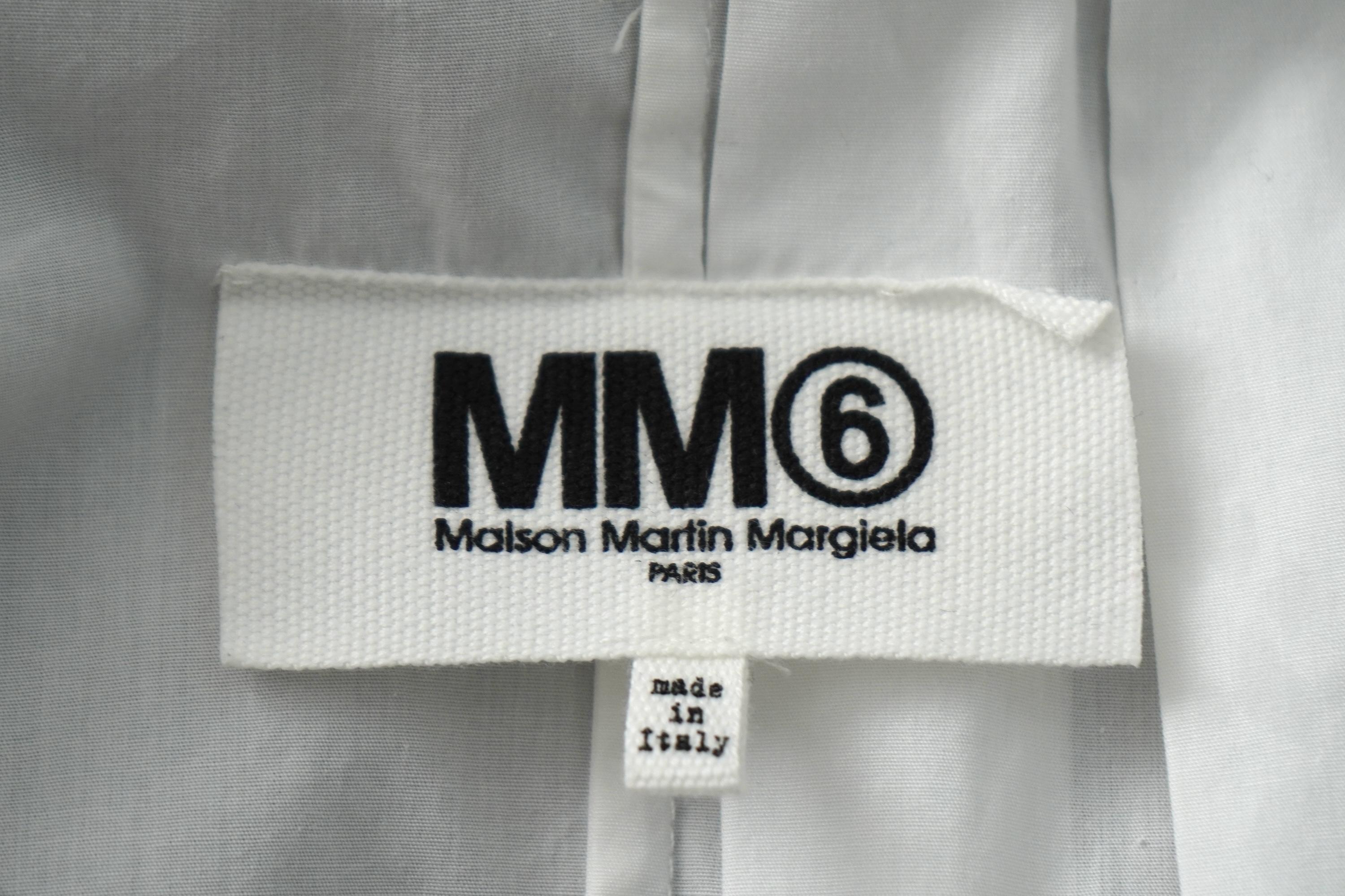 Maison Margiela Asymmetrical Pleated White Long Sleeve Button Up For Sale 2