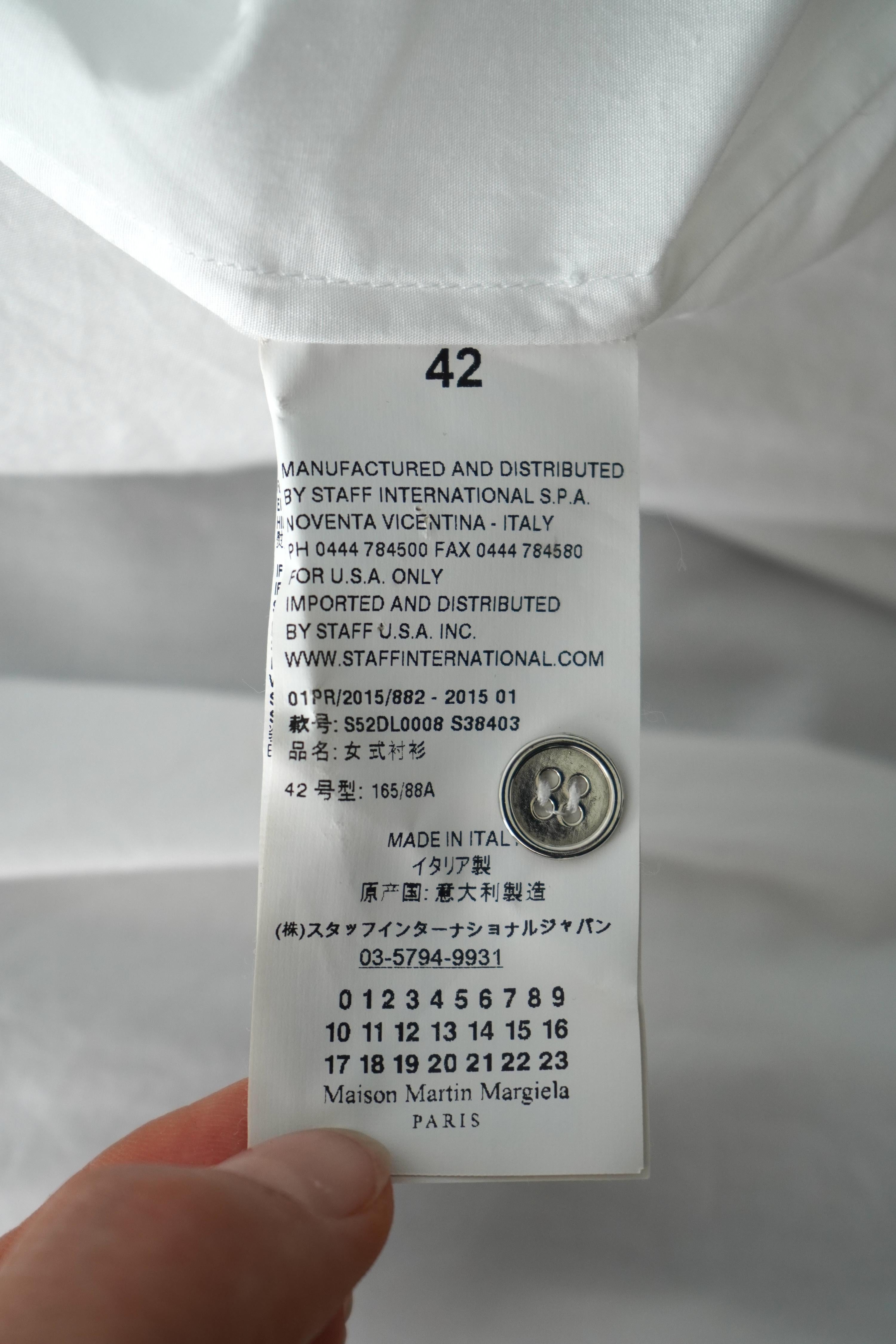 Maison Margiela Asymmetrical Pleated White Long Sleeve Button Up For Sale 3