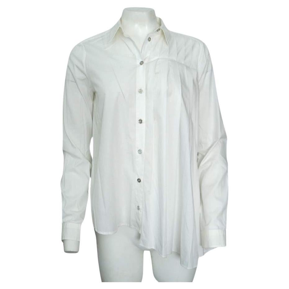 Maison Margiela Asymmetrical Pleated White Long Sleeve Button Up