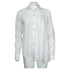 Maison Margiela Asimétrico Plisado Blanco Manga Larga Abotonado