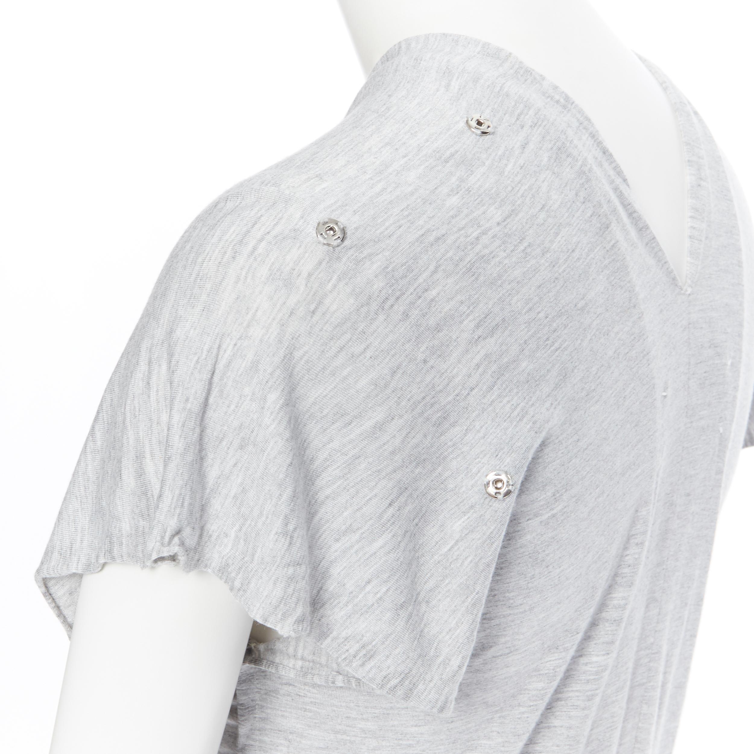 MAISON MARGIELA AW1998 Flat grey cotton raw cut sleeve snap button maxi dress 4