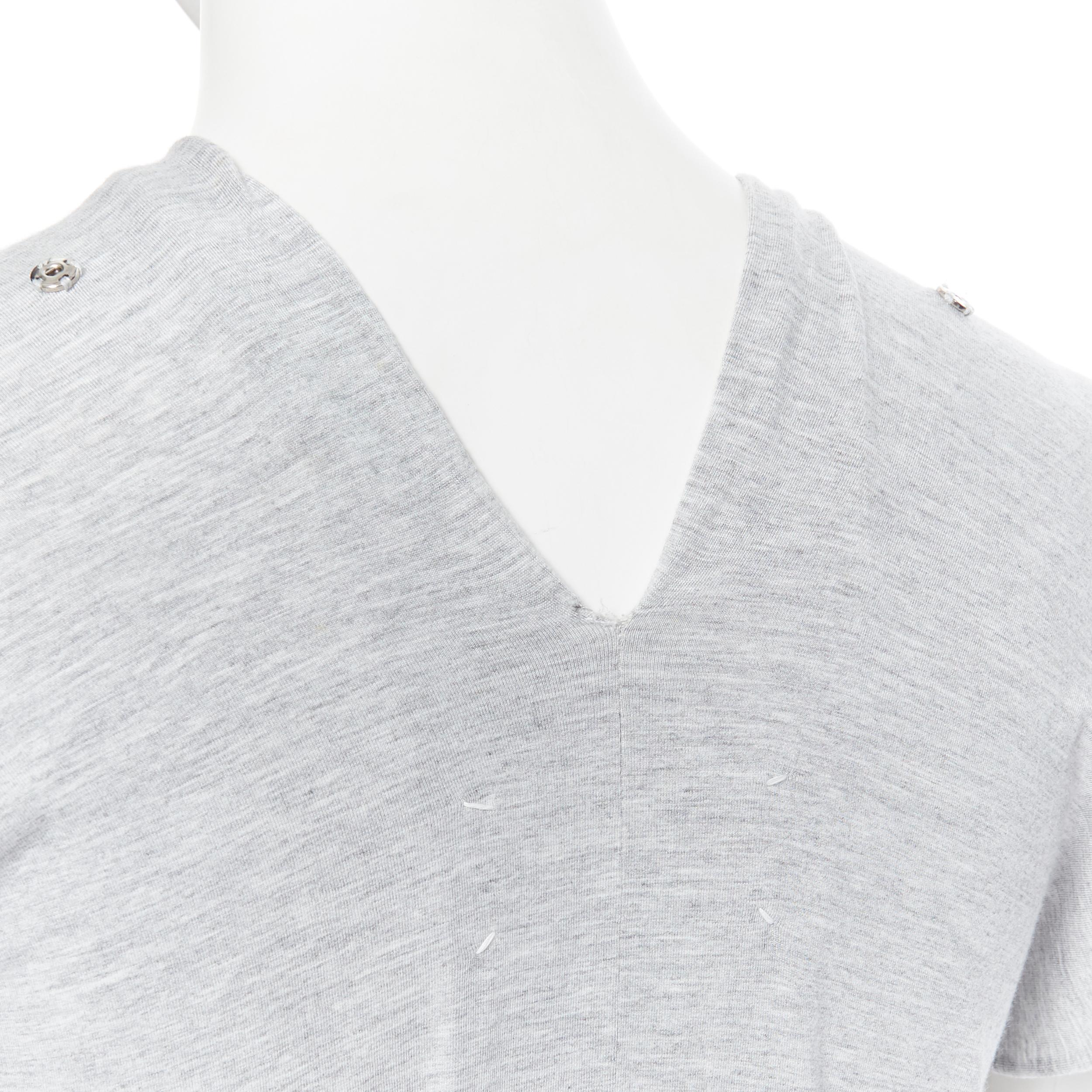 MAISON MARGIELA AW1998 Flat grey cotton raw cut sleeve snap button maxi dress 3