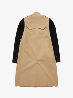 Maison Margiela  Beige And Black Belted Wool Blend Trench Coat